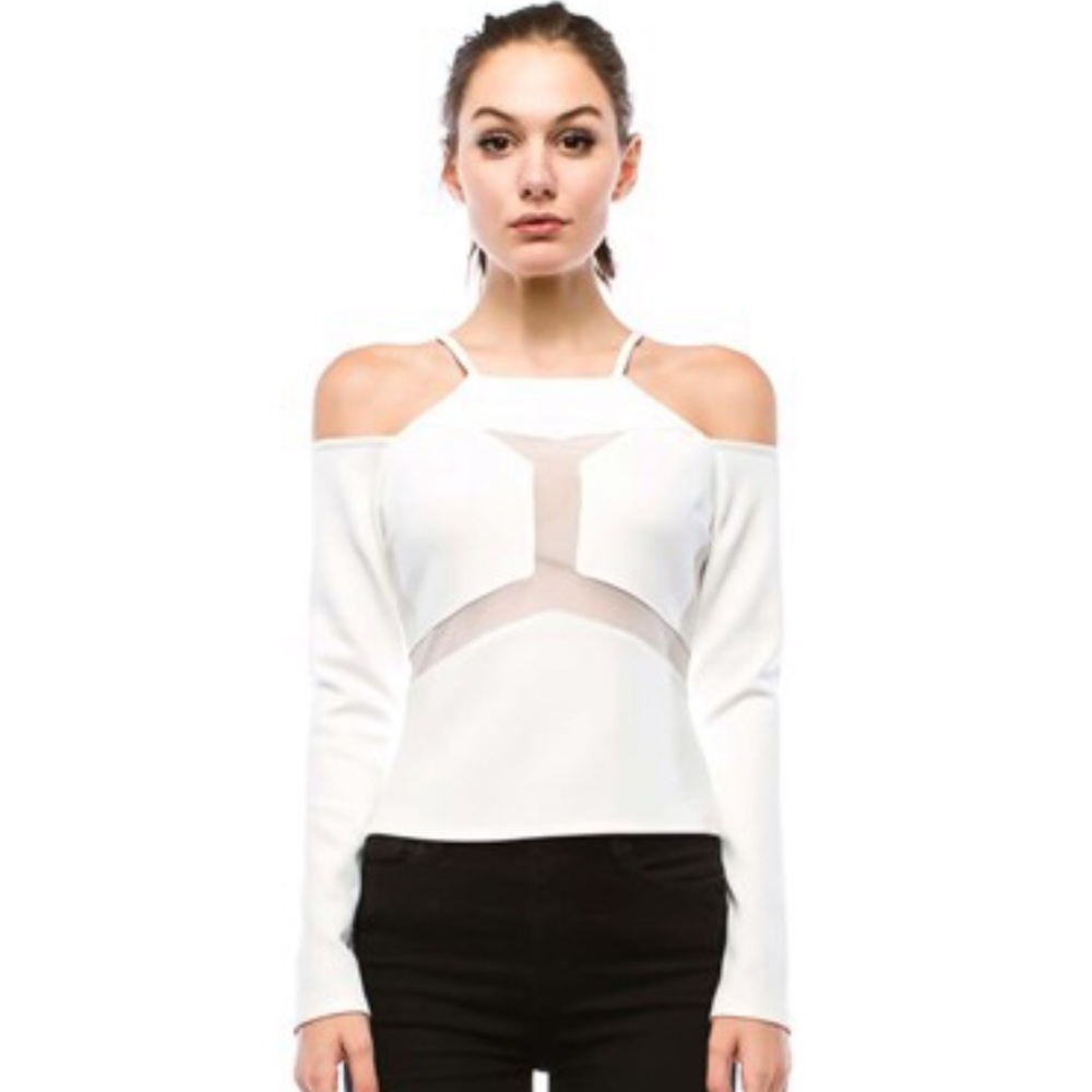 White Off Shoulder Stretchy Blouse Top